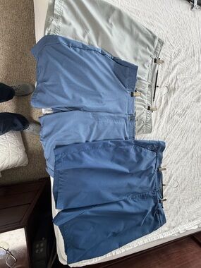 Three Blue Men’s golf Shorts Bundle - Light Blue, Chambray, Navy